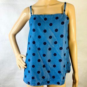 MNG Casual Spaghetti Strap Polka Dot Chambray New
